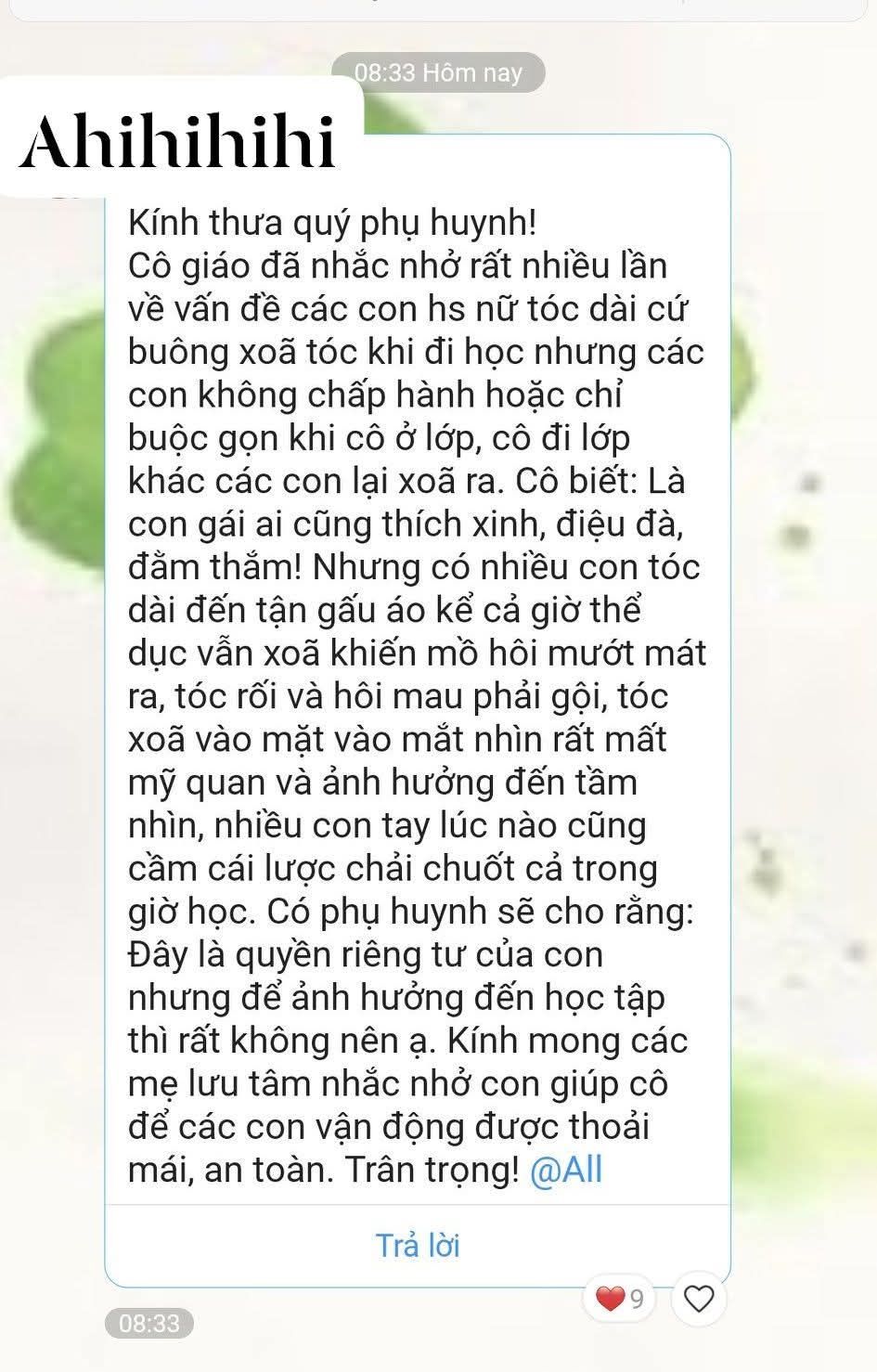 Tin nhắn của 1 c&ocirc; gi&aacute;o khiến h&agrave;ng trăm phụ huynh tranh luận: N&ecirc;n t&ocirc;n trọng quyền ri&ecirc;ng tư của nữ sinh hay bắt &eacute;p v&agrave;o khu&ocirc;n khổ?- Ảnh 1.