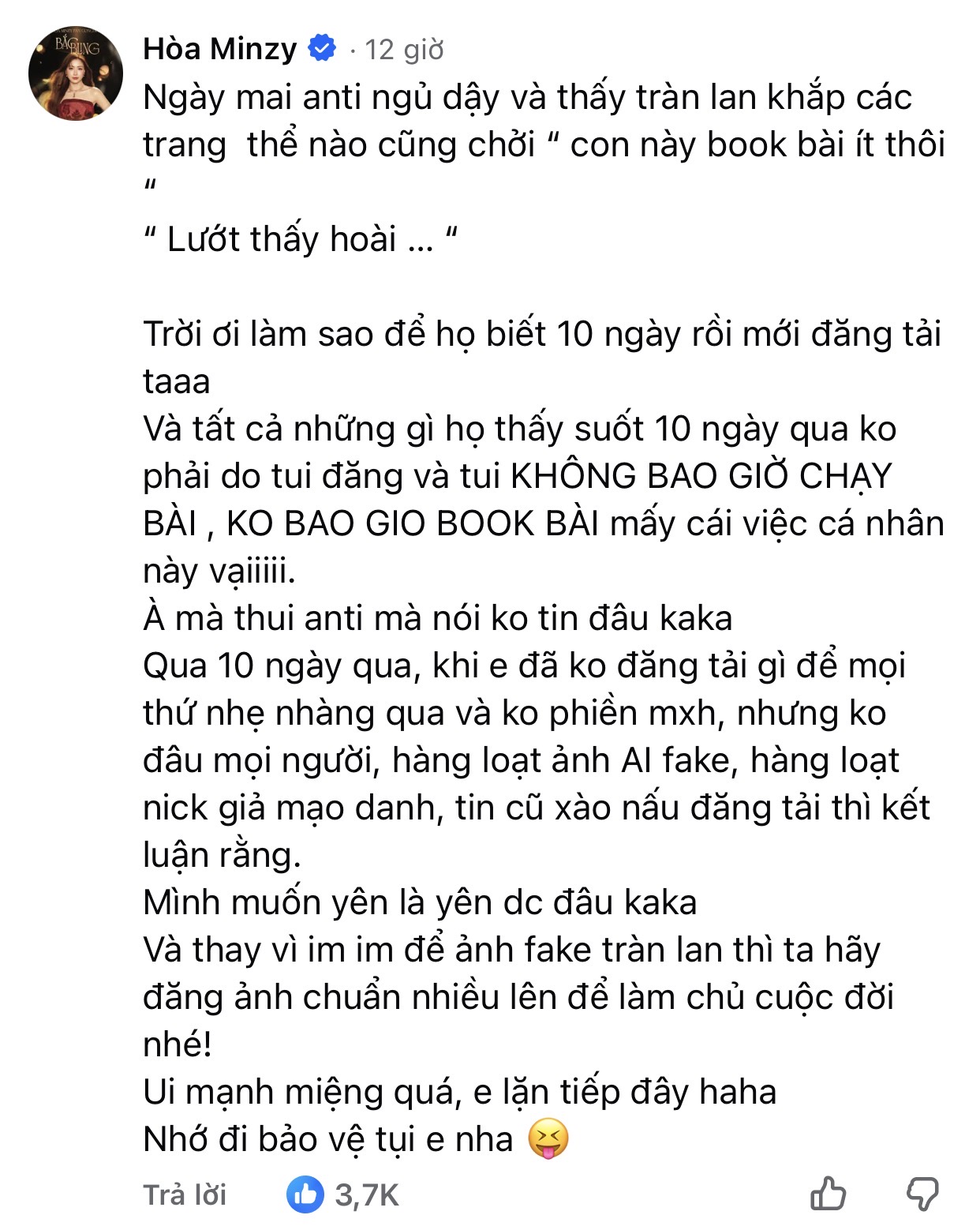 C&oacute; chuyện g&igrave; m&agrave; Ho&agrave; Minzy phải li&ecirc;n tục nhờ mọi người bảo vệ?- Ảnh 1.