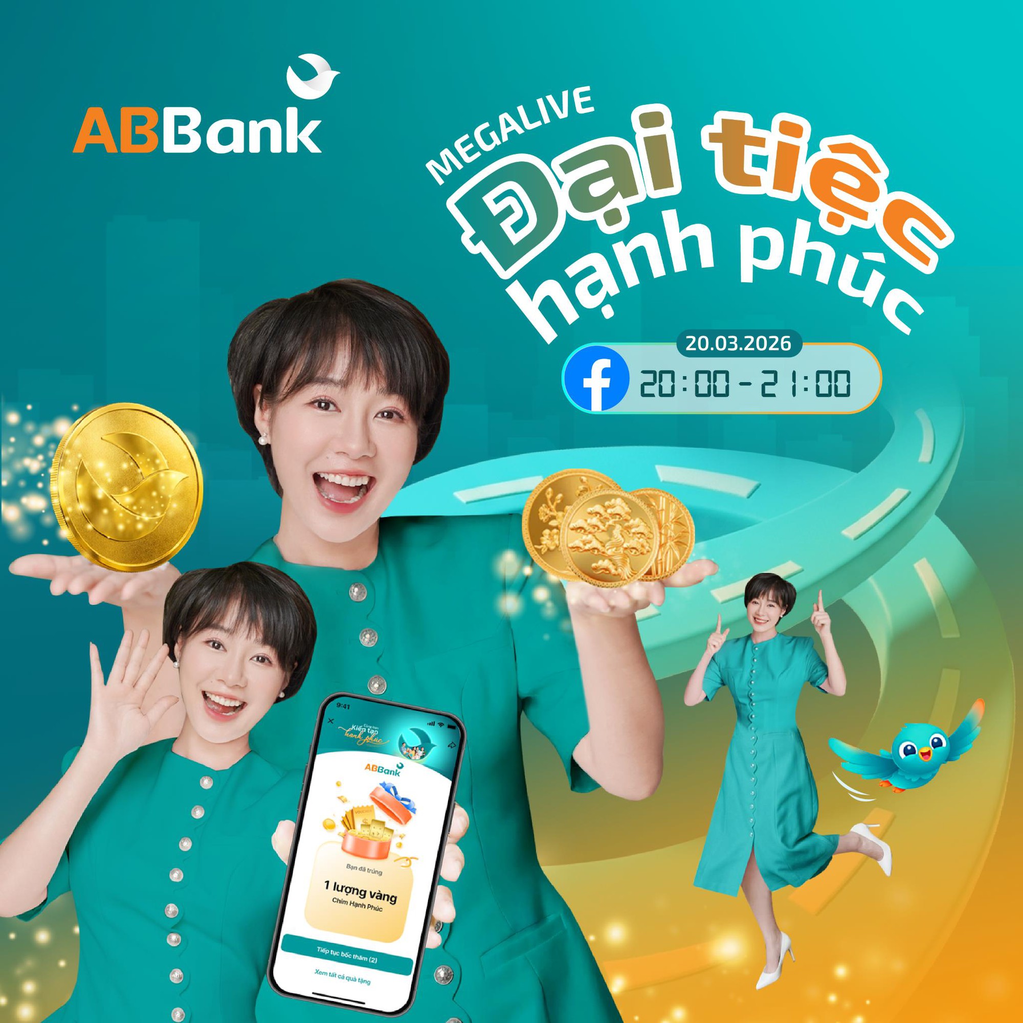 &ldquo;Đại tiệc Hạnh ph&uacute;c&rdquo; ABBank đổ bộ 20/3: Nh&acirc;n đ&ocirc;i cơ hội tr&uacute;ng v&agrave;ng 24k c&ugrave;ng &ldquo;mưa&rdquo; qu&agrave; tặng- Ảnh 1.