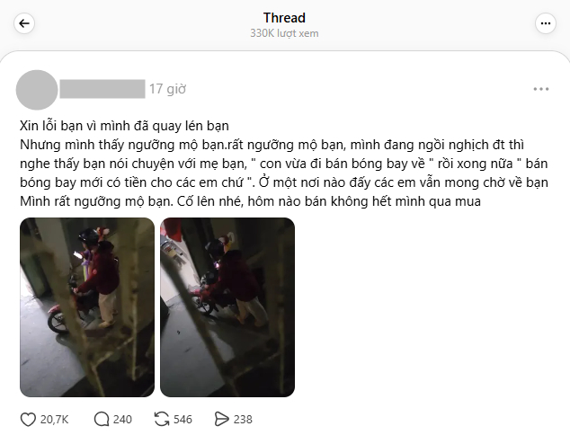 Bị chụp l&eacute;n rồi lan truyền với c&acirc;u chuyện "đi b&aacute;n b&oacute;ng bay để kiếm tiền nu&ocirc;i em", sinh vi&ecirc;n B&aacute;ch khoa H&agrave; Nội l&ecirc;n tiếng- Ảnh 1.