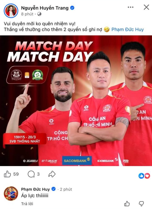 Vừa chuyển 200 triệu ti&ecirc;u vặt, MC Huyền Trang lại chơi lớn treo thưởng cho tiền vệ Đức Huy ngay trước ng&agrave;y cưới- Ảnh 1.