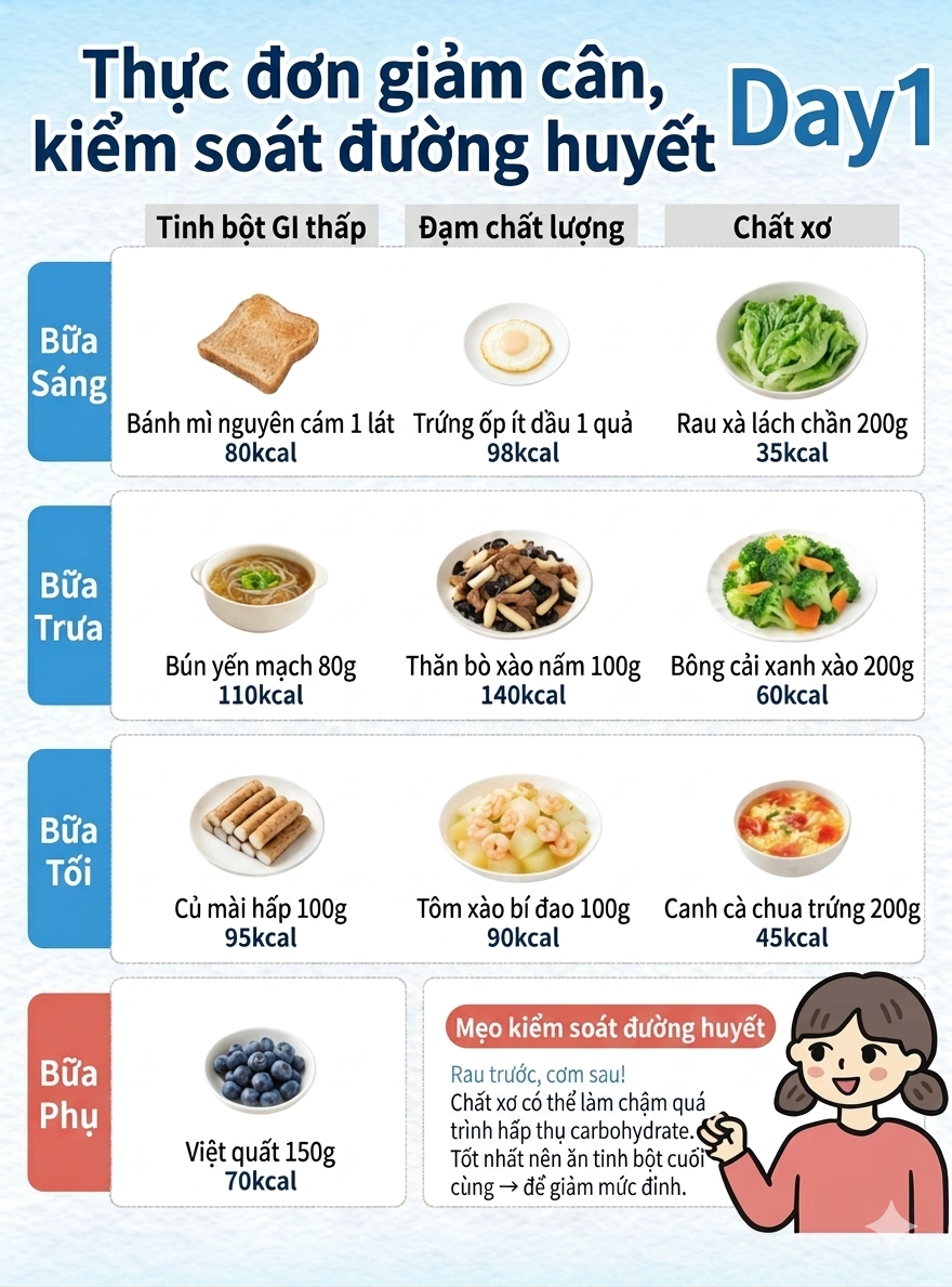 Thực đơn cho 7 ng&agrave;y ăn ki&ecirc;ng để giảm c&acirc;n, giảm mỡ v&agrave; kiểm so&aacute;t đường huyết- Ảnh 1.