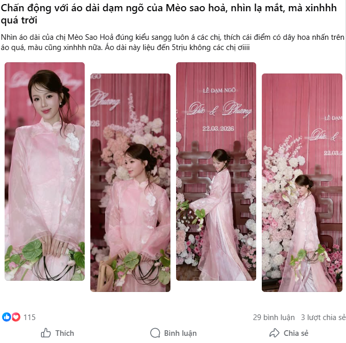 C&ocirc; d&acirc;u hot nhất TikTok h&ocirc;m nay: Diện &aacute;o d&agrave;i xinh ph&aacute;t s&aacute;ng, cả c&otilde;i mạng "ăn cưới online"- Ảnh 3.