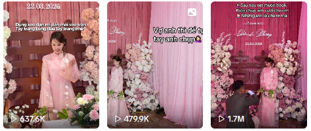 C&ocirc; d&acirc;u hot nhất TikTok h&ocirc;m nay: Diện &aacute;o d&agrave;i xinh ph&aacute;t s&aacute;ng, cả c&otilde;i mạng "ăn cưới online"- Ảnh 2.