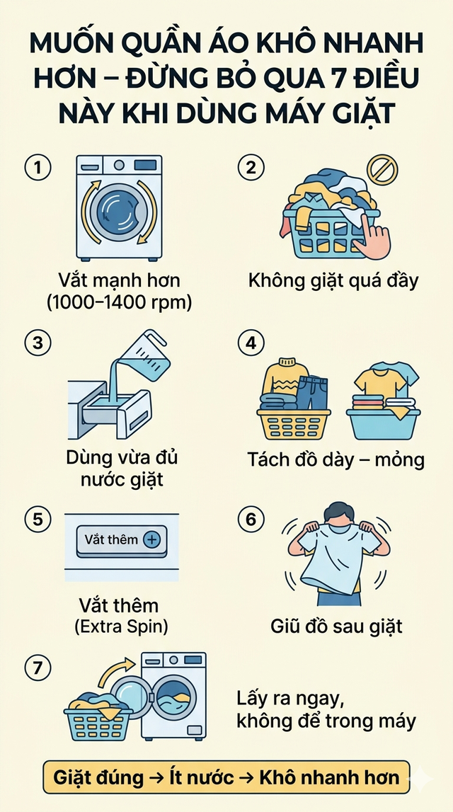 Muốn quần &aacute;o kh&ocirc; nhanh hơn, h&atilde;y l&agrave;m thế n&agrave;y với m&aacute;y giặt: Ai cũng l&agrave;m được- Ảnh 4.