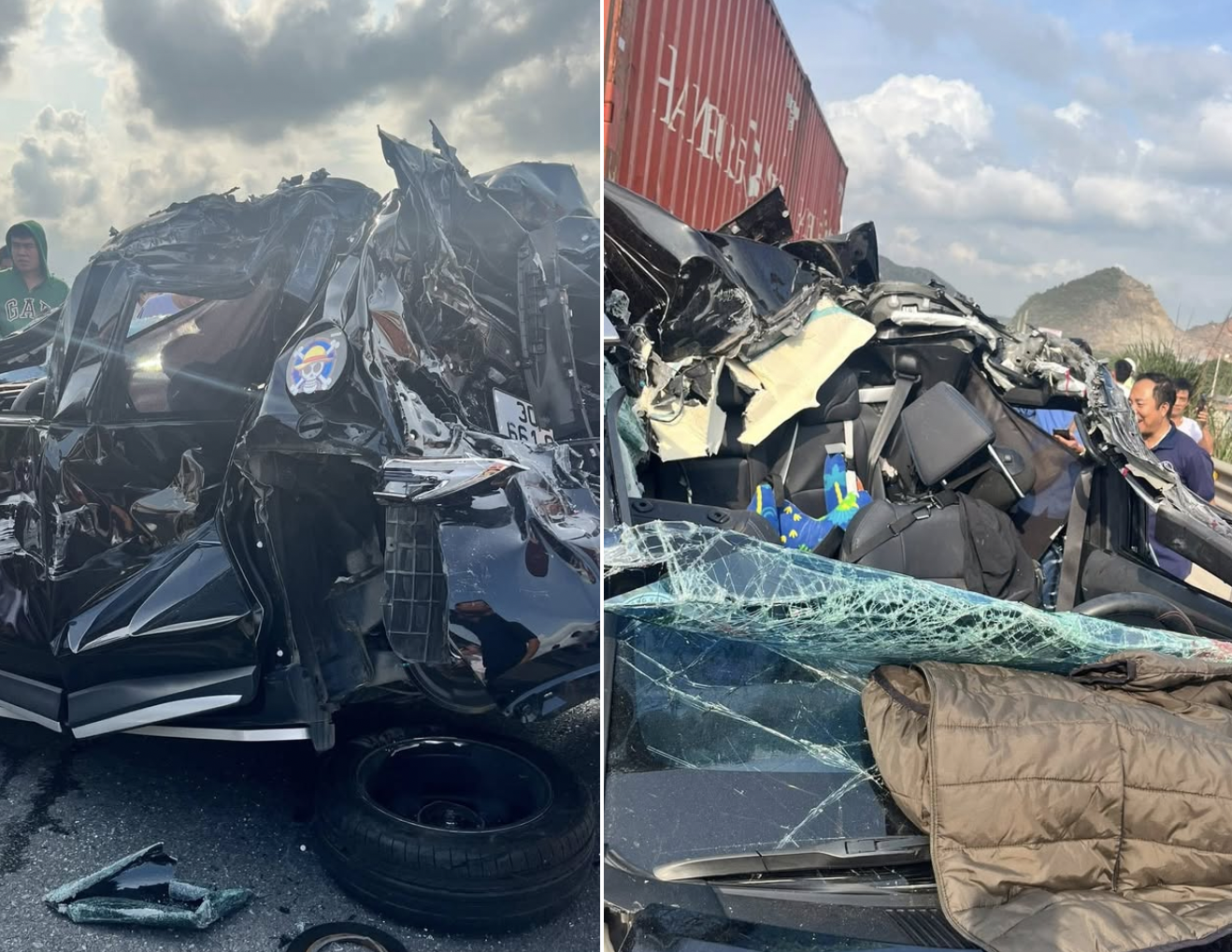 T&agrave;i xế tho&aacute;t nạn trong xe bị v&ograve; n&aacute;t sau vụ tai nạn li&ecirc;n ho&agrave;n- Ảnh 1.