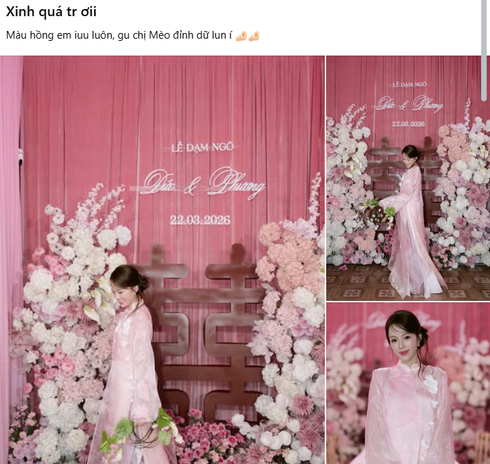 C&ocirc; d&acirc;u hot nhất TikTok h&ocirc;m nay: Diện &aacute;o d&agrave;i xinh ph&aacute;t s&aacute;ng, cả c&otilde;i mạng "ăn cưới online"- Ảnh 4.