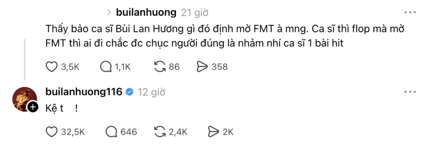 B&ugrave;i Lan Hương nổi giận khi bị gọi l&agrave; ca sĩ &ldquo;nhảm nh&iacute; 1 b&agrave;i hit&rdquo;, bật chế độ &ldquo;phản hồi&rdquo; với antifan- Ảnh 2.