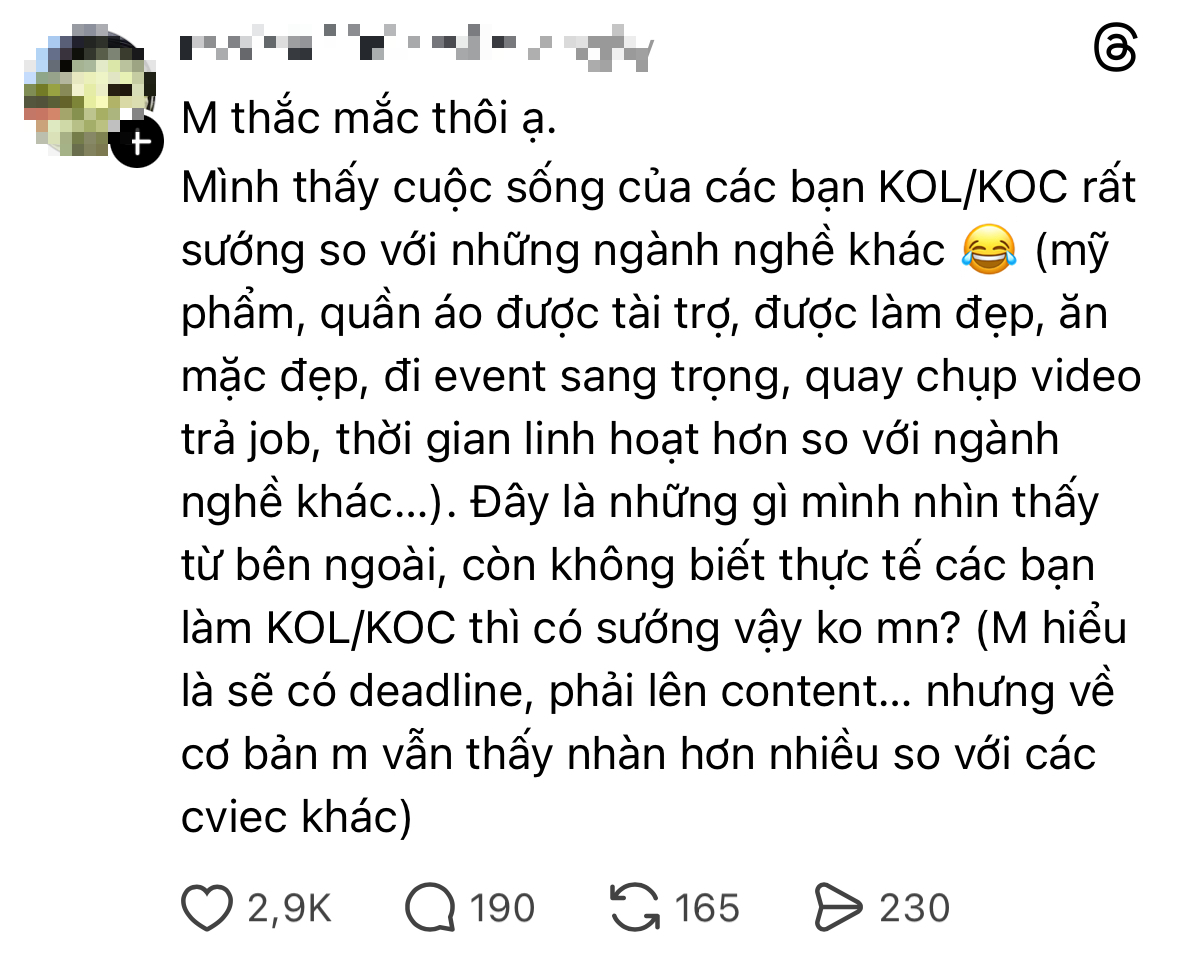 "L&agrave;m KOL, KOC được t&agrave;i trợ quần &aacute;o, dự event sang chảnh chắc sướng lắm nhỉ?" - Long Chun v&agrave; nhiều người nổi tiếng n&oacute;i sự thật- Ảnh 1.