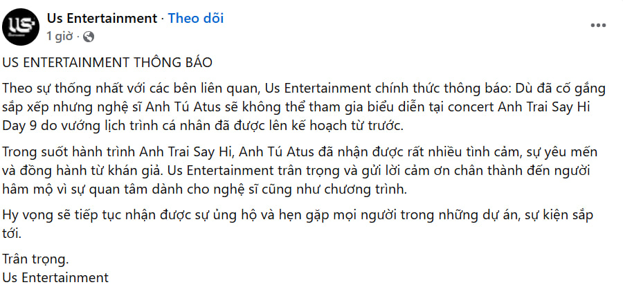 2 nghệ sĩ th&ocirc;ng b&aacute;o kh&ocirc;ng tham gia concert Anh Trai Say Hi D-9- Ảnh 2.