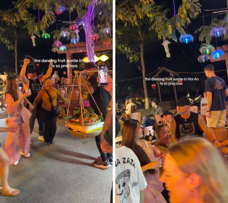Kh&aacute;ch T&acirc;y kh&ocirc;ng ngại h&igrave;nh tượng, thay nhau gi&uacute;p đỡ người b&aacute;n h&agrave;ng rong tại Hội An- Ảnh 1.