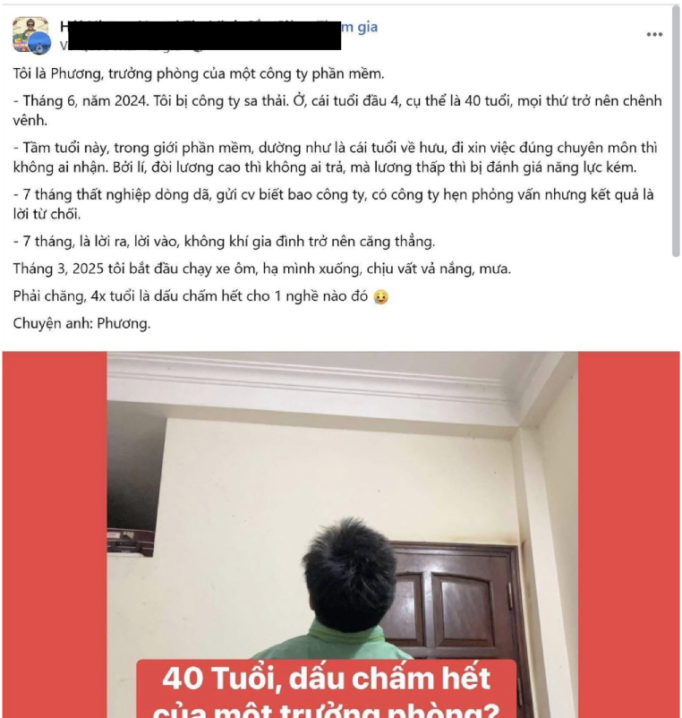 Trưởng ph&ograve;ng bị sa thải, phải chạy xe &ocirc;m kiếm sống: Phải chăng tuổi 40 c&oacute; thể l&agrave; dấu chấm hết cho một nghề nghiệp n&agrave;o đ&oacute;?- Ảnh 1.