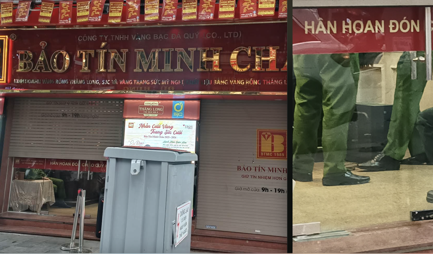 H&agrave; Nội: Nhiều cảnh s&aacute;t xuất hiện tại cửa h&agrave;ng Bảo T&iacute;n Minh Ch&acirc;u- Ảnh 1.
