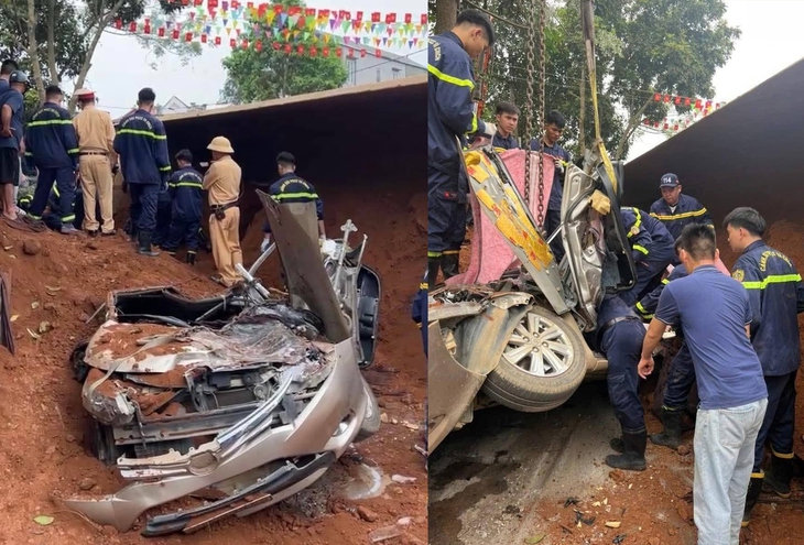 Hiện trường vụ xe đầu kéo đang đi thì đổ ra đường, đè 2 phụ nữ tử vong ở Phú Thọ- Ảnh 4. Hiện trường vụ xe đầu kéo đang đi thì đổ ra đường, đè 2 phụ nữ tử vong ở Phú Thọ- Ảnh 4.