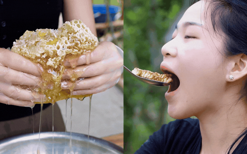 L&ecirc;n v&ugrave;ng cao c&oacute; tiền chưa chắc mua được "đặc sản" n&agrave;y: Nhộng ong rừng nướng l&aacute; chuối mọng sữa, xem TikToker ăn m&agrave; ứa nước miếng- Ảnh 1.