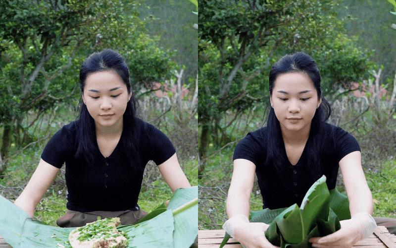 L&ecirc;n v&ugrave;ng cao c&oacute; tiền chưa chắc mua được "đặc sản" n&agrave;y: Nhộng ong rừng nướng l&aacute; chuối mọng sữa, xem TikToker ăn m&agrave; ứa nước miếng- Ảnh 4.