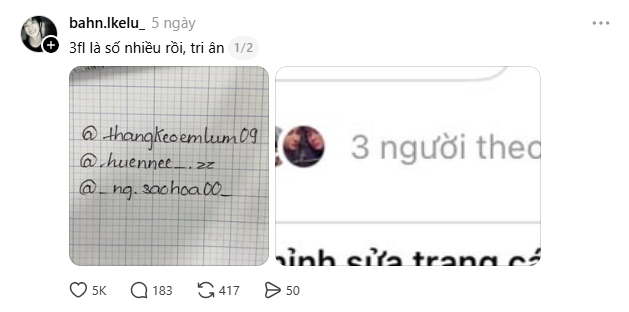 Cả Threads s&ocirc;i động với trend đăng "credit" tri &acirc;n những người đ&atilde; theo d&otilde;i m&igrave;nh tr&ecirc;n mạng- Ảnh 2.