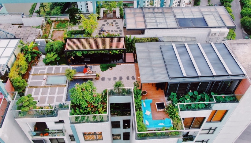 Cận cảnh khu vườn "trong mơ", được đầu tư hơn 3 tỷ đồng tr&ecirc;n s&acirc;n thượng tầng 30 tại Hưng Y&ecirc;n- Ảnh 1.