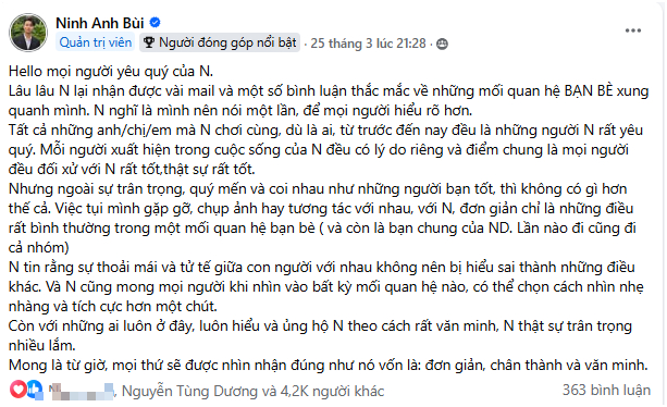 C&oacute; người gửi mail, đăng Threads muốn Ninh Anh B&ugrave;i &ldquo;kết th&uacute;c mối quan hệ&rdquo; với T&ugrave;ng Dương: Chuyện g&igrave; đ&acirc;y?- Ảnh 3.
