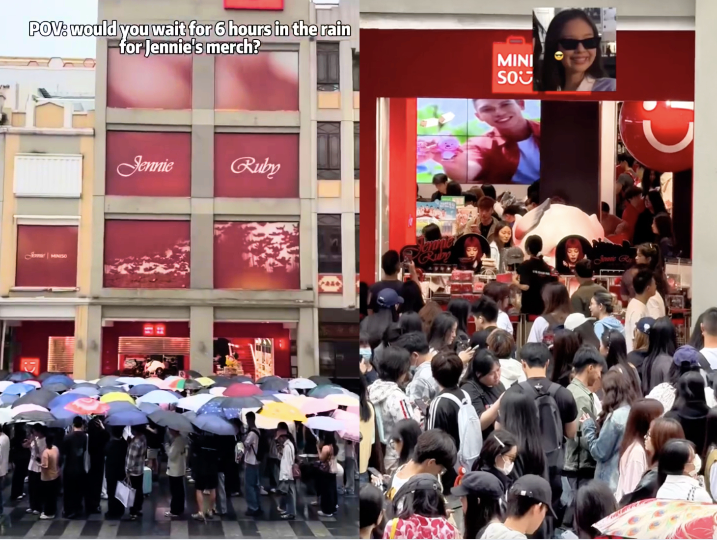 Cảnh tượng gi&agrave;nh giật đồ Jennie ở MINISO: Kh&aacute;ch xếp h&agrave;ng d&agrave;i 3 con đường, đội mưa chờ 6 tiếng- Ảnh 3.