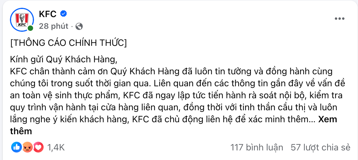 X&ocirc;n xao vụ việc g&agrave; r&aacute;n KFC bị tố b&aacute;n g&agrave; mốc, đồ thừa từ h&ocirc;m trước, quản l&yacute; c&ograve;n c&atilde;i tay đ&ocirc;i với kh&aacute;ch: Thương hiệu n&oacute;i g&igrave;?- Ảnh 2.