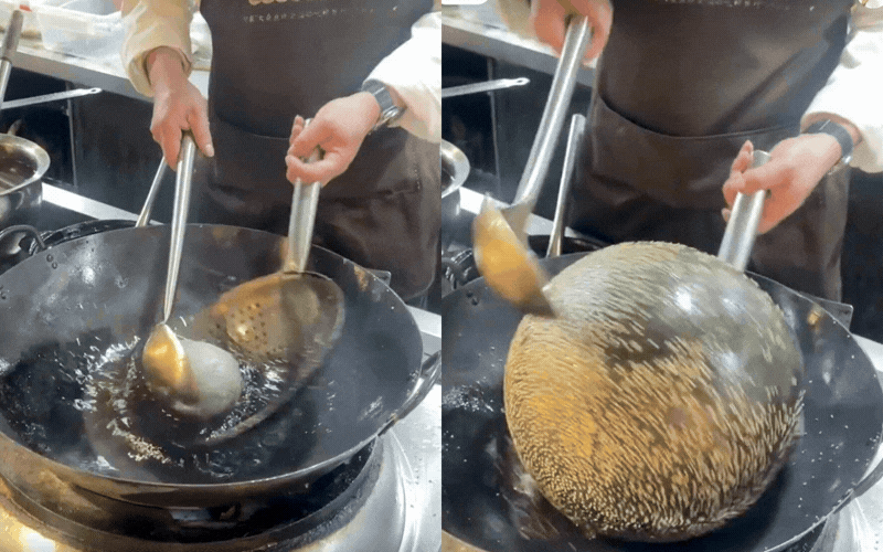 H&oacute;a ra ở Thượng Hải cũng c&oacute; m&oacute;n x&ocirc;i chi&ecirc;n phồng giống ở nước ta: B&aacute;nh m&egrave; chi&ecirc;n khổng lồ với vừng đen, xanh l&aacute;, đỏ si&ecirc;u h&uacute;t mắt!- Ảnh 1.