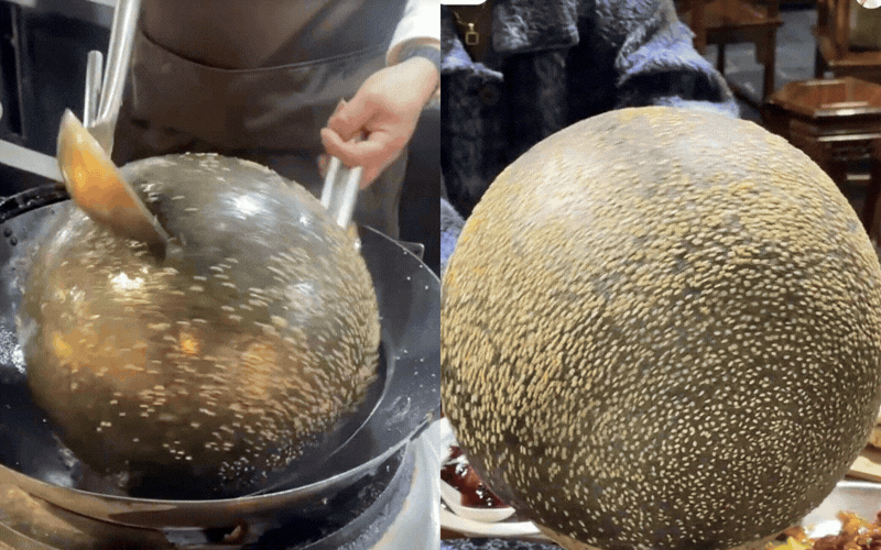 H&oacute;a ra ở Thượng Hải cũng c&oacute; m&oacute;n x&ocirc;i chi&ecirc;n phồng giống ở nước ta: B&aacute;nh m&egrave; chi&ecirc;n khổng lồ với vừng đen, xanh l&aacute;, đỏ si&ecirc;u h&uacute;t mắt!- Ảnh 2.