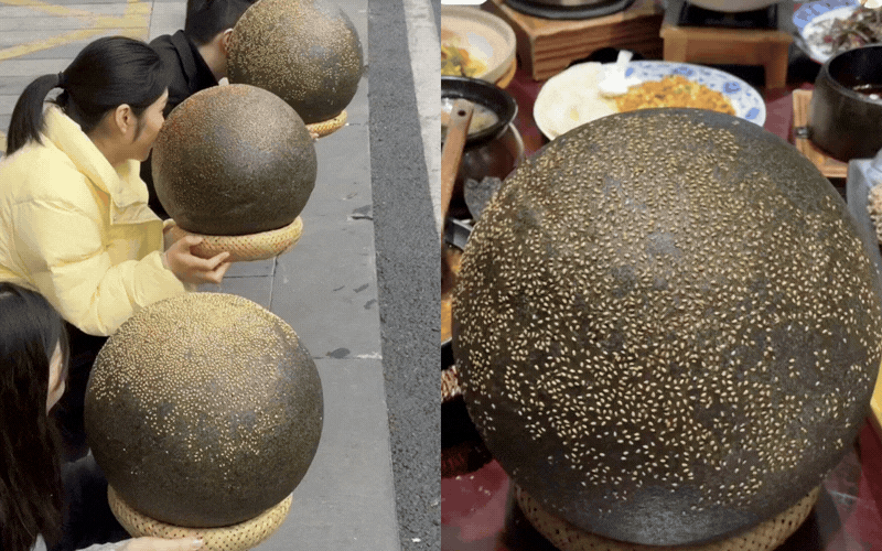 H&oacute;a ra ở Thượng Hải cũng c&oacute; m&oacute;n x&ocirc;i chi&ecirc;n phồng giống ở nước ta: B&aacute;nh m&egrave; chi&ecirc;n khổng lồ với vừng đen, xanh l&aacute;, đỏ si&ecirc;u h&uacute;t mắt!- Ảnh 3.