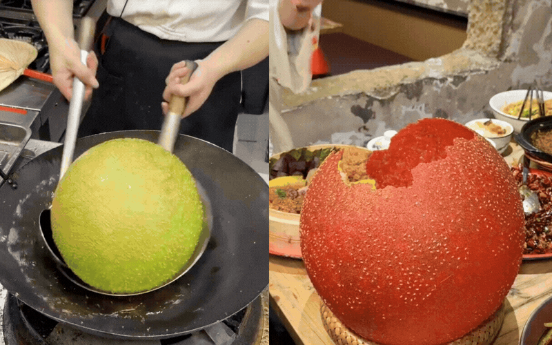 H&oacute;a ra ở Thượng Hải cũng c&oacute; m&oacute;n x&ocirc;i chi&ecirc;n phồng giống ở nước ta: B&aacute;nh m&egrave; chi&ecirc;n khổng lồ với vừng đen, xanh l&aacute;, đỏ si&ecirc;u h&uacute;t mắt!- Ảnh 4.