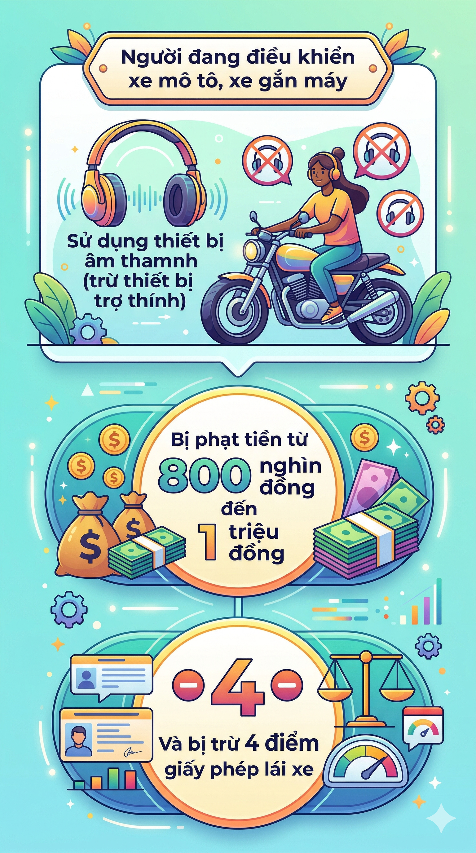 Người vừa lái xe máy vừa đeo tai nghe sẽ chịu mức phạt nào? Bộ Công an giải đáp- Ảnh 1. Người vừa lái xe máy vừa đeo tai nghe sẽ chịu mức phạt nào? Bộ Công an giải đáp- Ảnh 1.