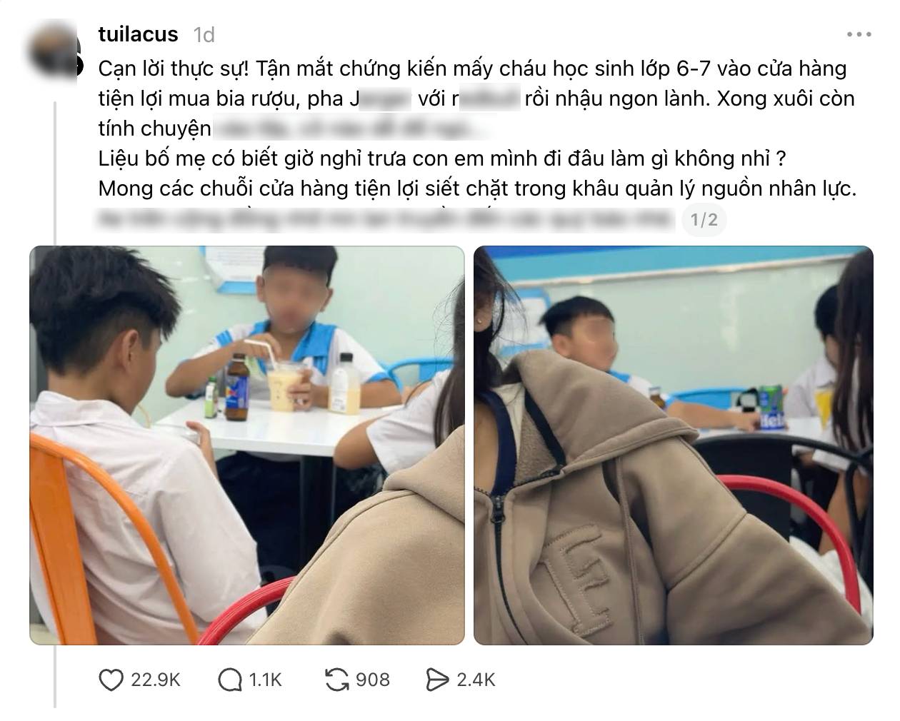 GS25 l&ecirc;n tiếng trước h&igrave;nh ảnh trẻ em d&ugrave;ng đồ c&oacute; cồn ngay giữa cửa h&agrave;ng- Ảnh 1.