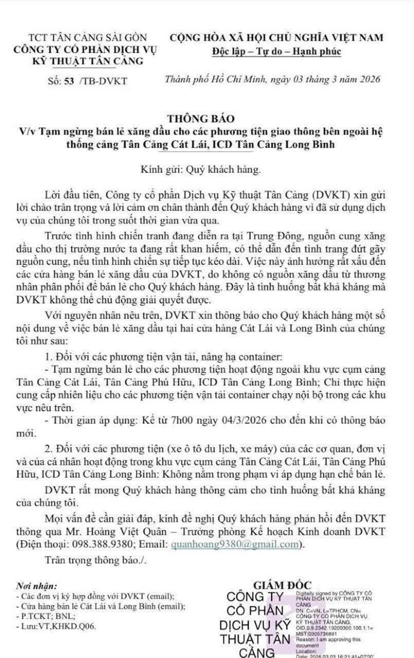 Doanh nghiệp tại TP.HCM thu hồi th&ocirc;ng b&aacute;o tạm ngưng b&aacute;n xăng dầu- Ảnh 1.