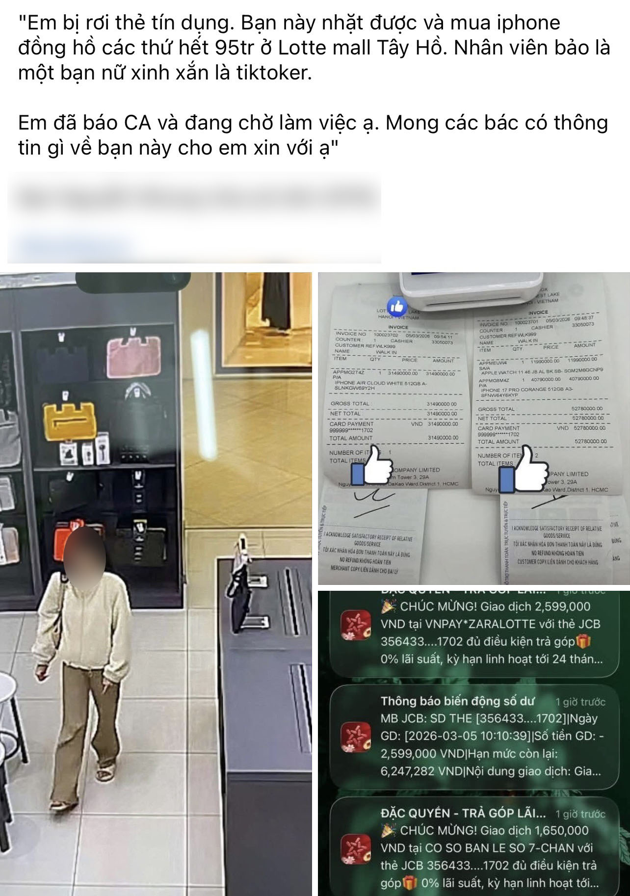 X&ocirc;n xao nghi vấn nữ Tiktoker nhặt được thẻ t&iacute;n dụng, ti&ecirc;u lu&ocirc;n 95 triệu đồng: C&ocirc;ng an phường v&agrave;o cuộc- Ảnh 1.