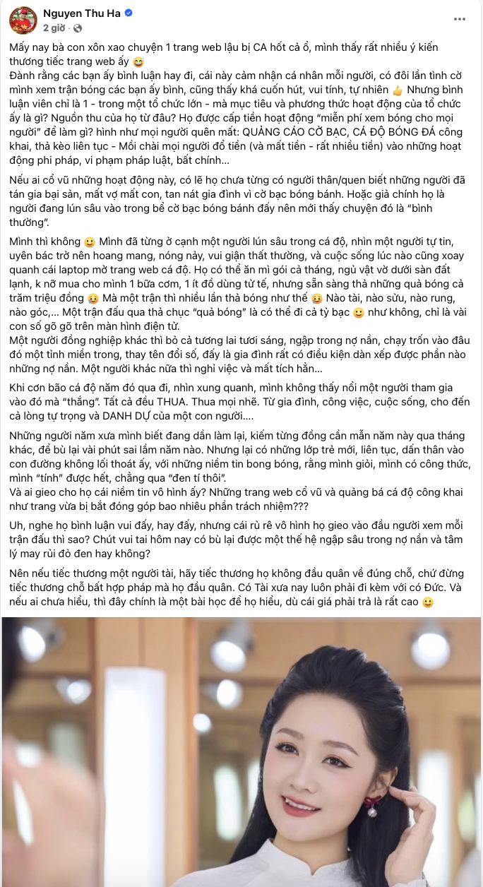 BTV Thu H&agrave; kể c&acirc;u chuyện &aacute;m ảnh về c&aacute; độ b&oacute;ng đ&aacute; sau vụ X&ocirc;i Lạc TV: Nhiều người t&aacute;n gia bại sản, tan n&aacute;t gia đ&igrave;nh- Ảnh 1.