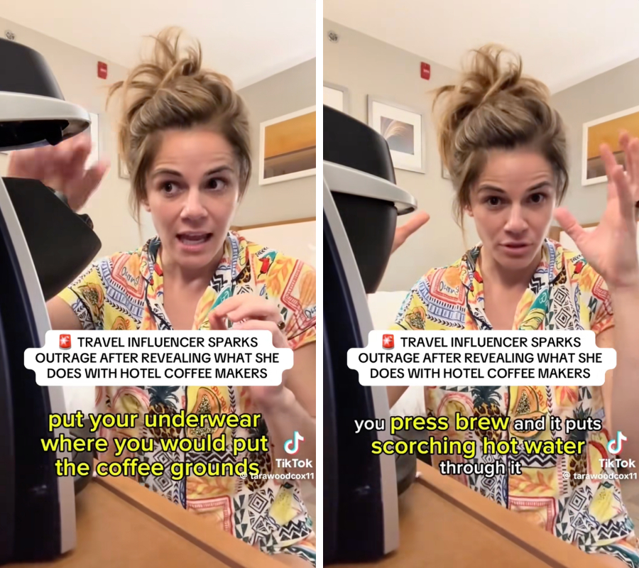 Tranh c&atilde;i cảnh nữ kh&aacute;ch T&acirc;y bỏ quần l&oacute;t v&agrave;o m&aacute;y pha c&agrave; ph&ecirc; kh&aacute;ch sạn để khử tr&ugrave;ng- Ảnh 2.