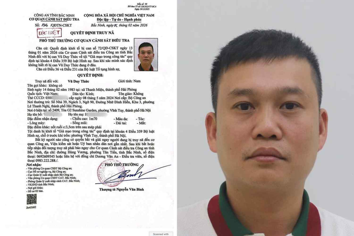 Truy n&atilde; đặc biệt Vũ Duy Thức SN 1983- Ảnh 1.