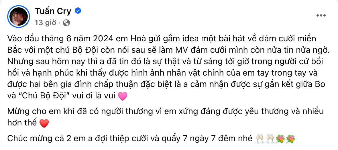 H&ograve;a Minzy đ&atilde; l&ecirc;n &yacute; tưởng cho b&agrave;i h&aacute;t đ&aacute;m cưới từ 2 năm trước, gọi bạn trai Đại u&yacute; l&agrave; &ldquo;Bộ đội Cụ Hồ&rdquo;- Ảnh 5.