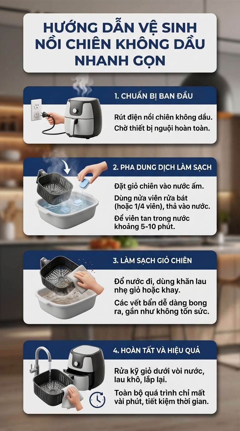 Nồi chi&ecirc;n kh&ocirc;ng dầu sạch như mới khi được vệ sinh bằng c&aacute;ch n&agrave;y: Chỉ mất 5 ph&uacute;t, kh&ocirc;ng cần ch&agrave; x&aacute;t- Ảnh 3.