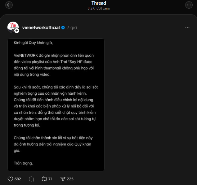 NSX Anh Trai Say Hi đăng b&agrave;i xin lỗi- Ảnh 3.