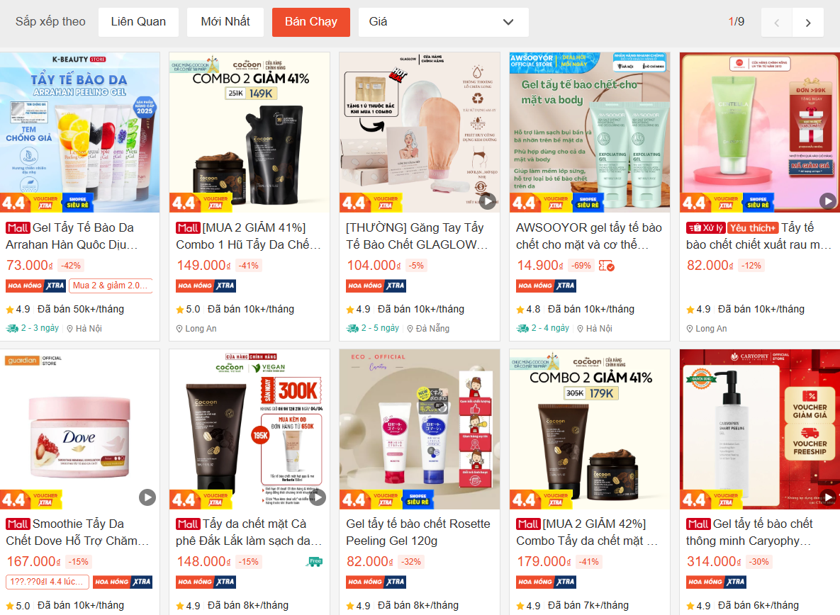 Top 10 tẩy da chết b&aacute;n chạy nhất Shopee: To&agrave;n h&agrave;ng dưới 200k m&agrave; d&ugrave;ng ổn &aacute;p, bất ngờ 1 brand Việt lọt top tận 3 lần- Ảnh 1.