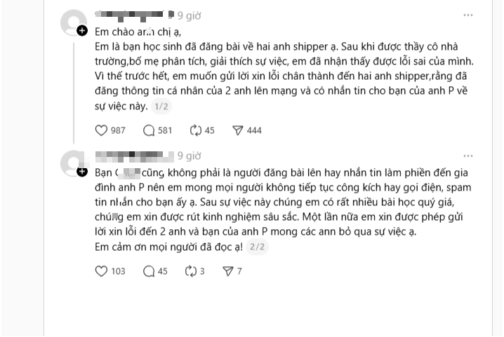 X&ocirc;n xao "b&agrave;i đăng xin lỗi" từ t&agrave;i khoản nhận l&agrave; học sinh tố "shipper tự &yacute; ti&ecirc;u hủy 33 ly tr&agrave; sữa gi&aacute; 1,7 triệu"- Ảnh 1.