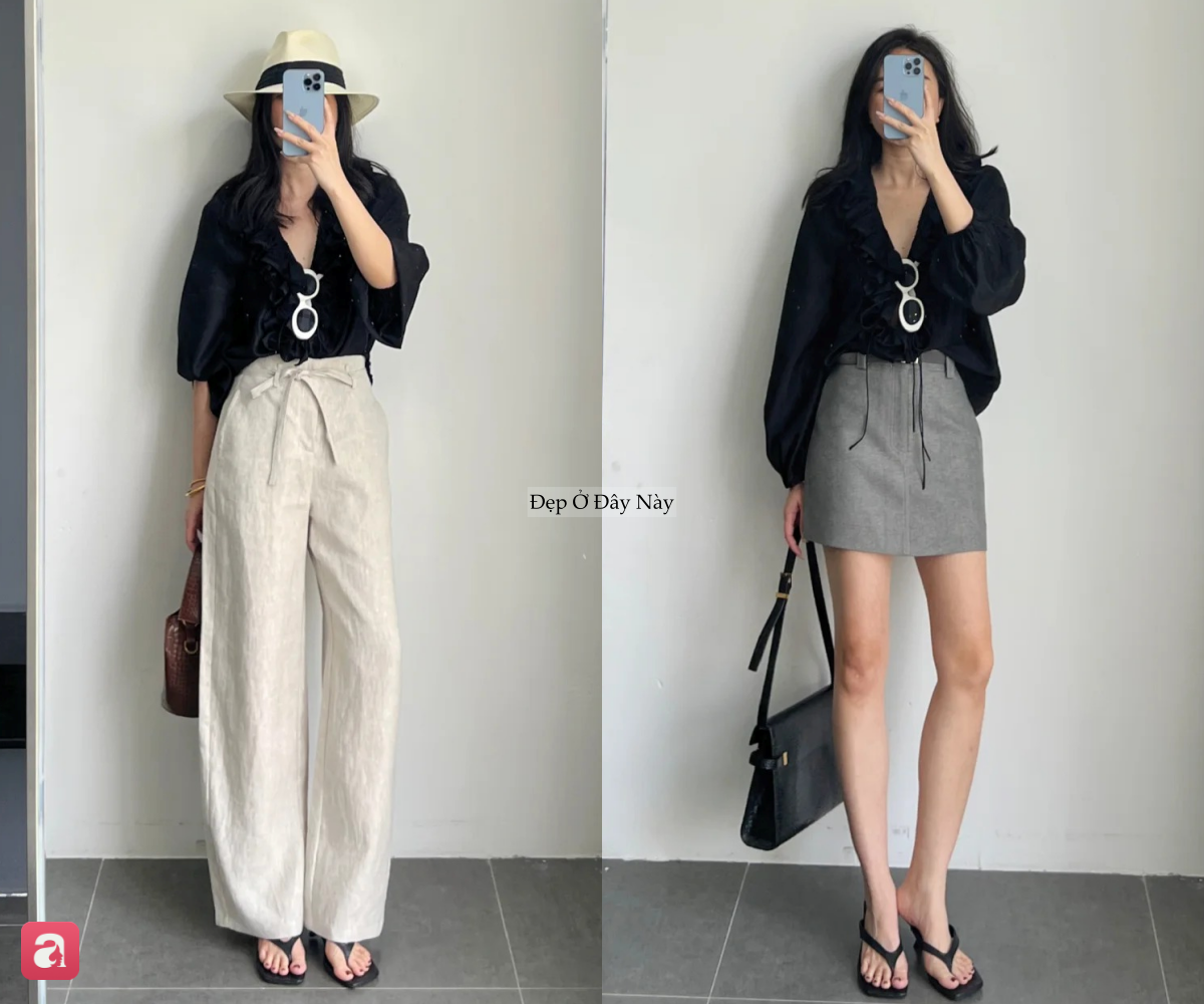 Mặc đẹp cả tuần chỉ với 1 chiếc &aacute;o blouse đen: Từ đi l&agrave;m tới dạo phố đều hợp cả - Ảnh 4.