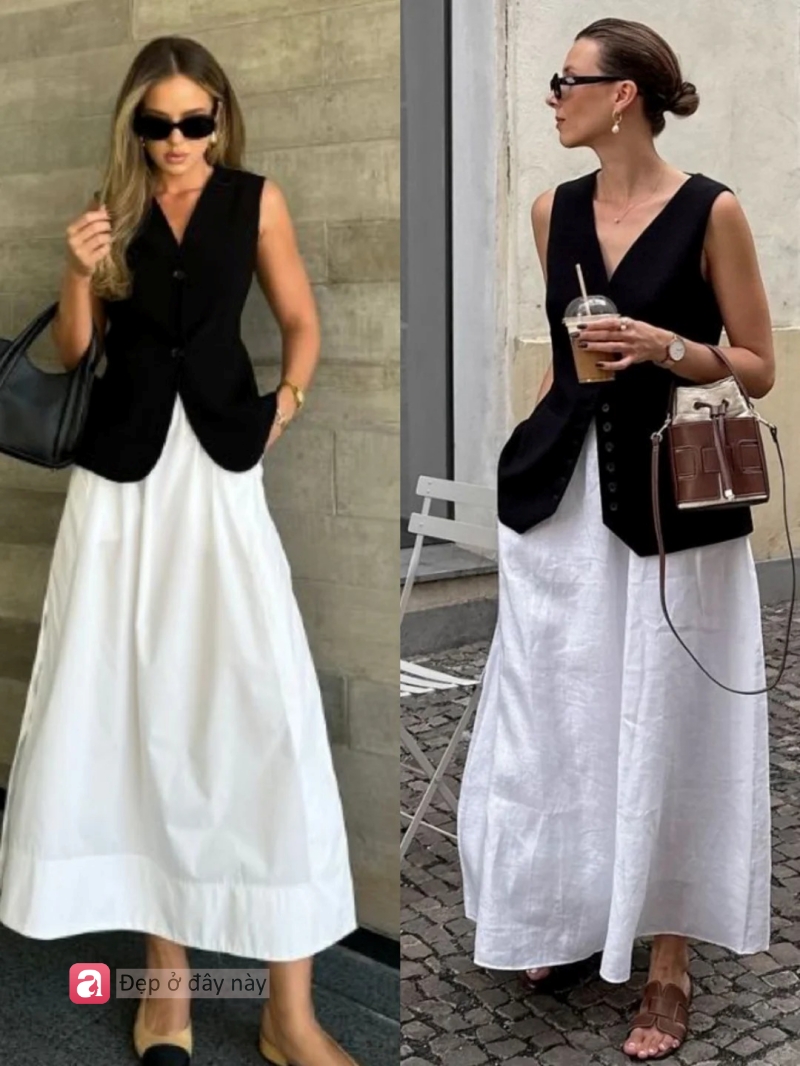 Kh&ocirc;ng cần đồ đắt tiền vẫn to&aacute;t l&ecirc;n kh&iacute; chất &ldquo;old money&rdquo;: Chỉ cần &aacute;o gile đen + v&aacute;y trắng l&agrave; đủ - Ảnh 4.