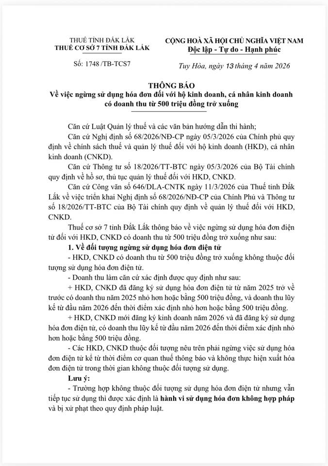 Xử phạt Hộ kinh doanh dưới 500 triệu đồng xuất hóa đơn điện tử: Chuyên gia Thuế nói gì?- Ảnh 1. Xử phạt Hộ kinh doanh dưới 500 triệu đồng xuất hóa đơn điện tử: Chuyên gia Thuế nói gì?- Ảnh 1.
