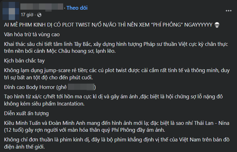 Dân tình review nóng Phí Phông: Khẳng định vị thế kinh dị Việt, người được khen nhất không phải Kiều Minh Tuấn- Ảnh 10. Dân tình review nóng Phí Phông: Khẳng định vị thế kinh dị Việt, người được khen nhất không phải Kiều Minh Tuấn- Ảnh 10.