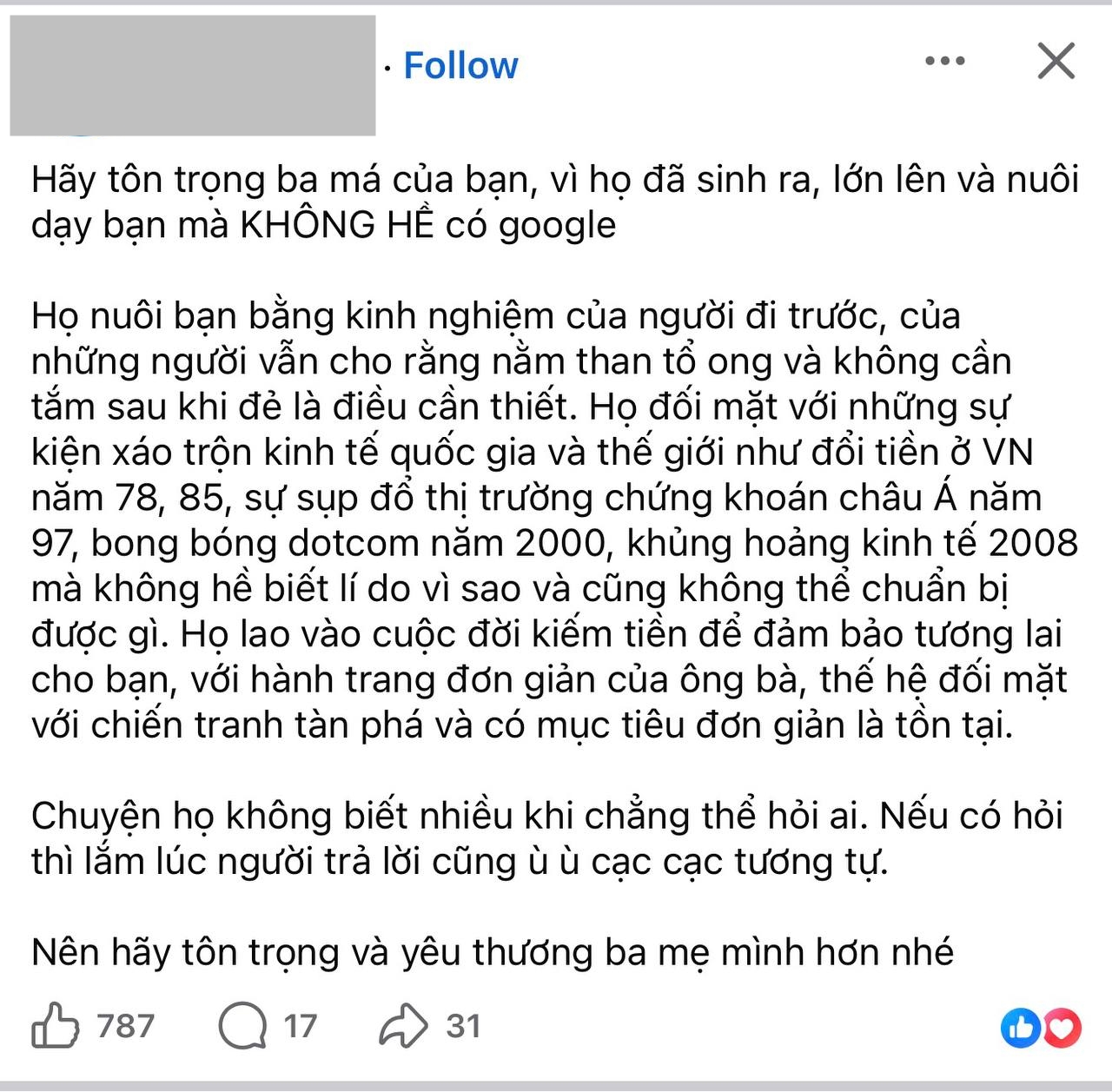 Ba mẹ lớn l&ecirc;n kh&ocirc;ng c&oacute; Google, mỗi lần hỏi con lại nhận về một c&aacute;i thở d&agrave;i: Ki&ecirc;n nhẫn với người lạ bao nhi&ecirc;u, lại dễ c&aacute;u với ba mẹ bấy nhi&ecirc;u- Ảnh 1.