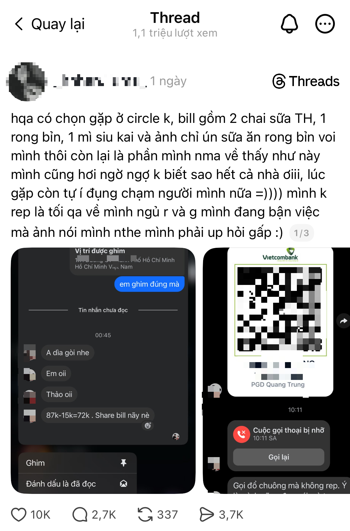 Hẹn h&ograve; xong gửi QR đ&ograve;i 72.000 đồng l&uacute;c 1h s&aacute;ng, c&ocirc; g&aacute;i bị truy đến tận Facebook: C&aacute;i kết g&acirc;y tranh c&atilde;i - Ảnh 1.