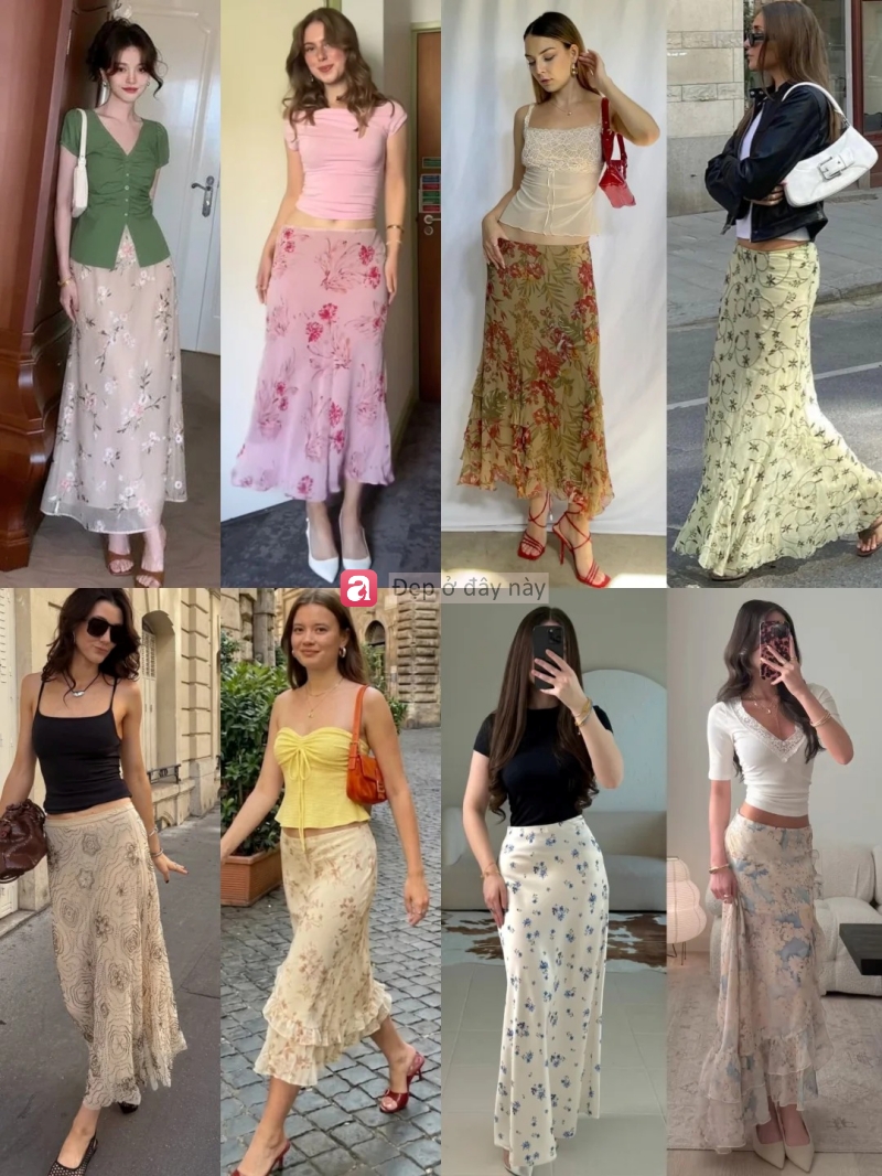 8 c&aacute;ch phối ch&acirc;n v&aacute;y hoa nh&iacute; gi&uacute;p n&agrave;ng mặc đẹp từ c&ocirc;ng sở đến đi biển- Ảnh 1.