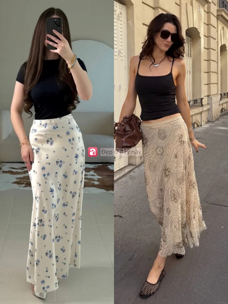8 c&aacute;ch phối ch&acirc;n v&aacute;y hoa nh&iacute; gi&uacute;p n&agrave;ng mặc đẹp từ c&ocirc;ng sở đến đi biển- Ảnh 5.