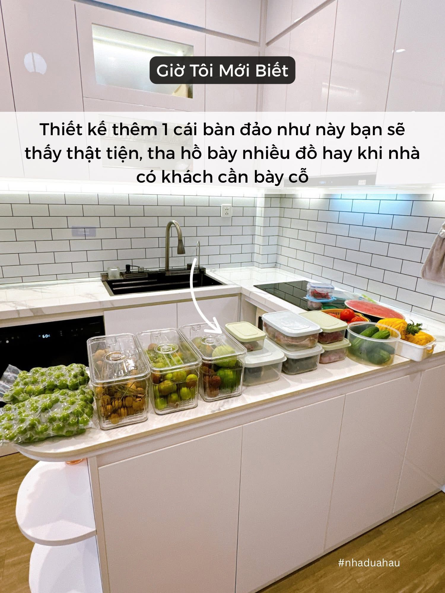 Bếp 5m&sup2; của mẹ bỉm H&agrave; Nội thay đổi ho&agrave;n to&agrave;n chỉ nhờ 1 m&oacute;n: Nhỏ nhưng giải quyết 4 vấn đề c&ugrave;ng l&uacute;c- Ảnh 3.